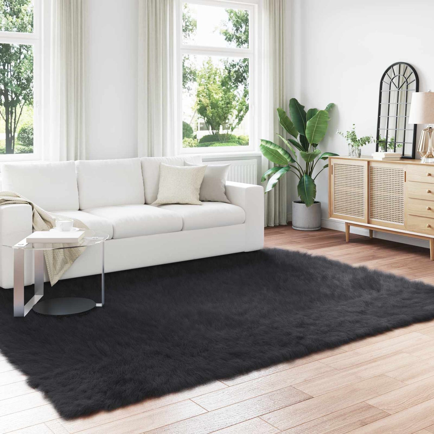 Faux Sheepskin Rug TAFALLA Black 240 x 340 cm Polyester