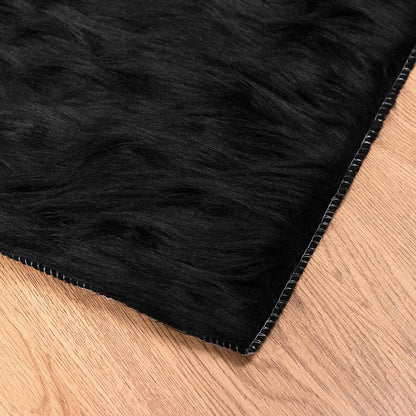 Faux Sheepskin Rug TAFALLA Black 120 x 120 cm Polyester