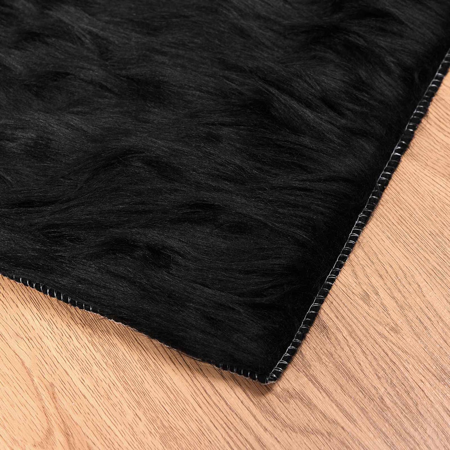 Faux Sheepskin Rug TAFALLA Black 200 x 200 cm Polyester