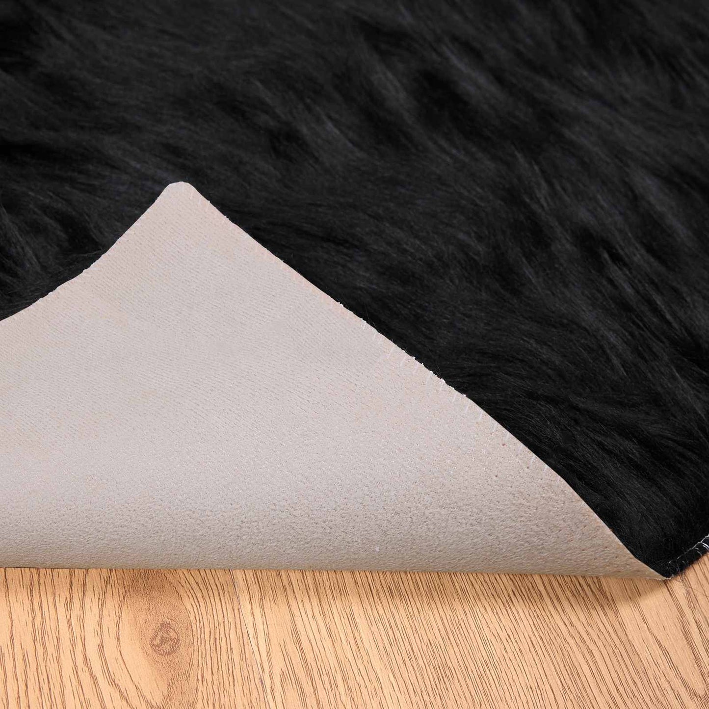 Faux Sheepskin Rug TAFALLA Black 200 x 200 cm Polyester
