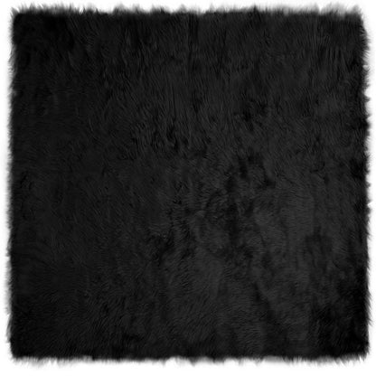 Faux Sheepskin Rug TAFALLA Black 200 x 200 cm Polyester