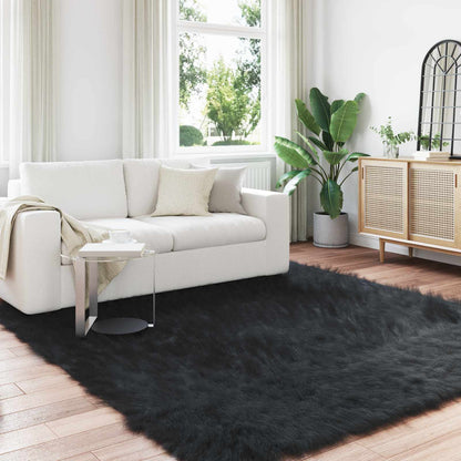 Faux Sheepskin Rug TAFALLA Black 240 x 240 cm Polyester