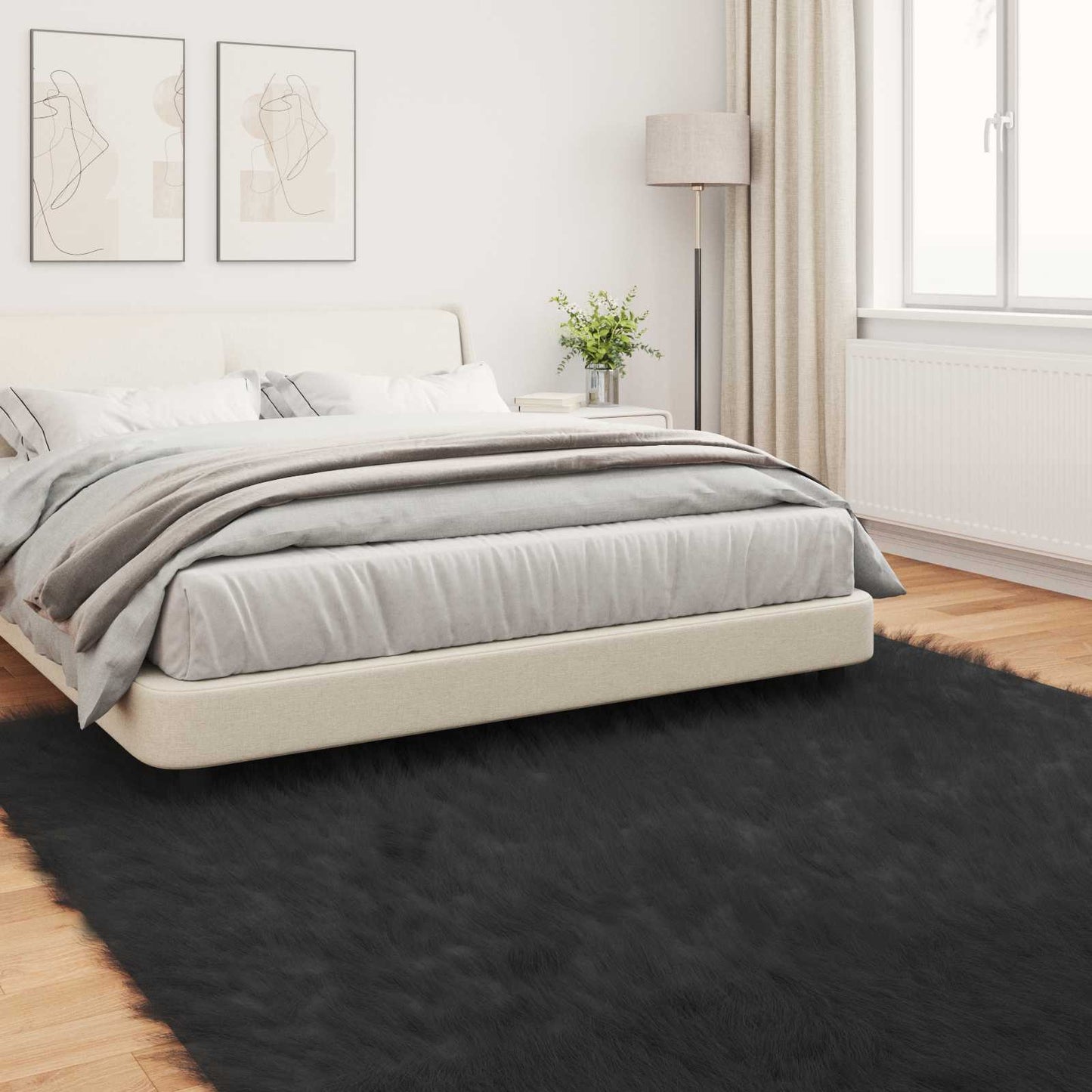 Faux Sheepskin Rug TAFALLA Black 240 x 240 cm Polyester