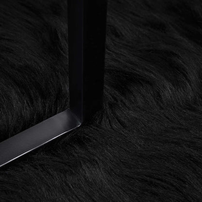 Faux Sheepskin Rug TAFALLA Black Ø 100 cm Polyester