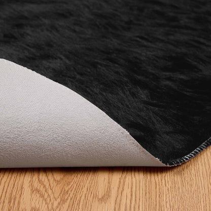 Faux Sheepskin Rug TAFALLA Black Ø 100 cm Polyester