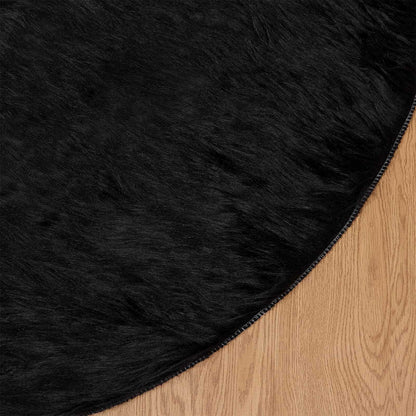 Faux Sheepskin Rug TAFALLA Black Ø 100 cm Polyester