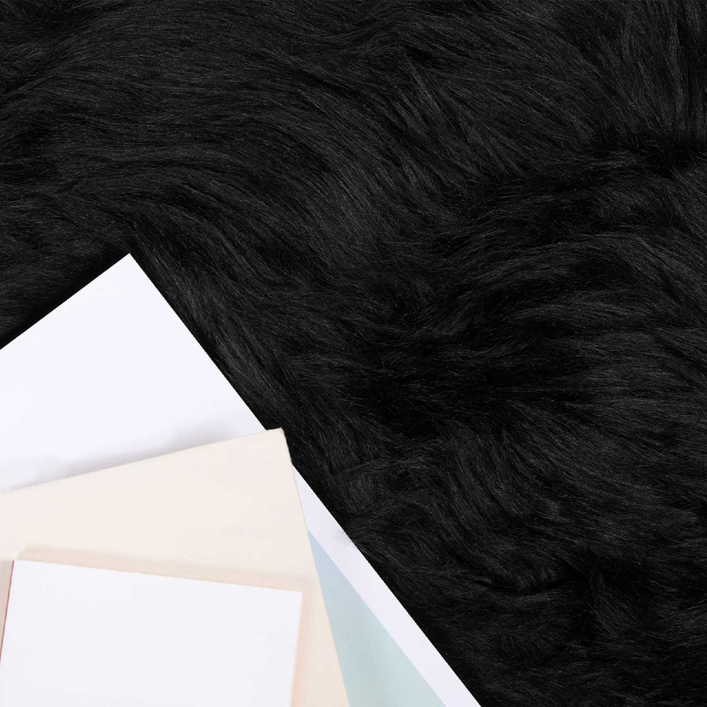 Faux Sheepskin Rug TAFALLA Black Ø 100 cm Polyester
