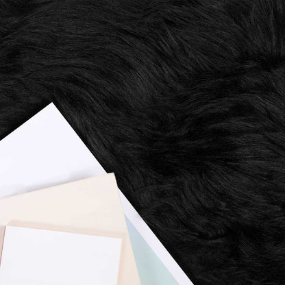 Faux Sheepskin Rug TAFALLA Black Ø 100 cm Polyester