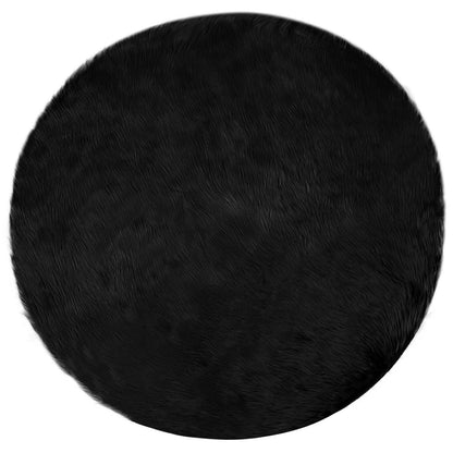 Faux Sheepskin Rug TAFALLA Black Ø 100 cm Polyester