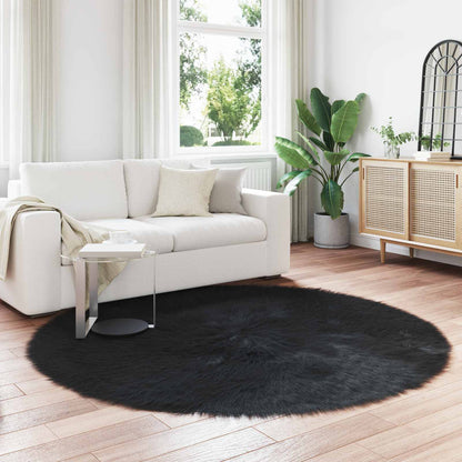 Faux Sheepskin Rug TAFALLA Black Ø 160 cm Polyester