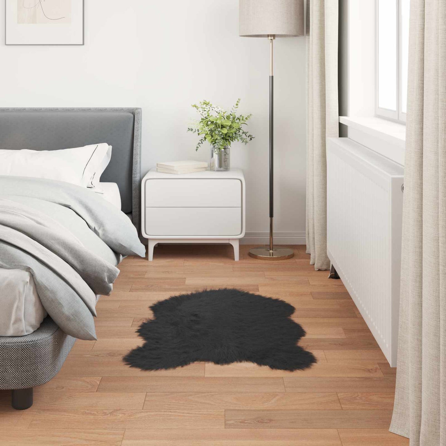 Faux Sheepskin Rug TAFALLA Black 50 x 80 cm Polyester