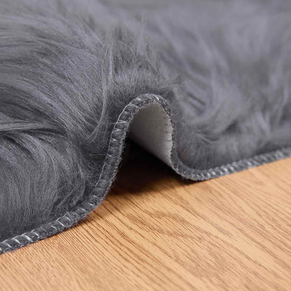 Faux Sheepskin Rug TAFALLA Anthracite 80 x 150 cm Polyester