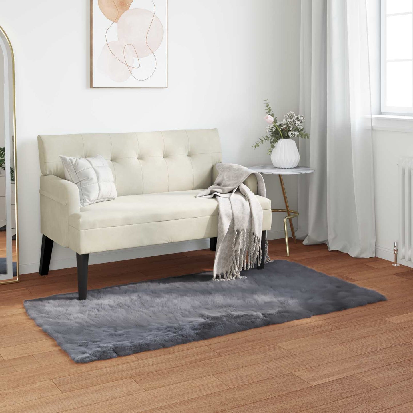 Faux Sheepskin Rug TAFALLA Anthracite 80 x 150 cm Polyester
