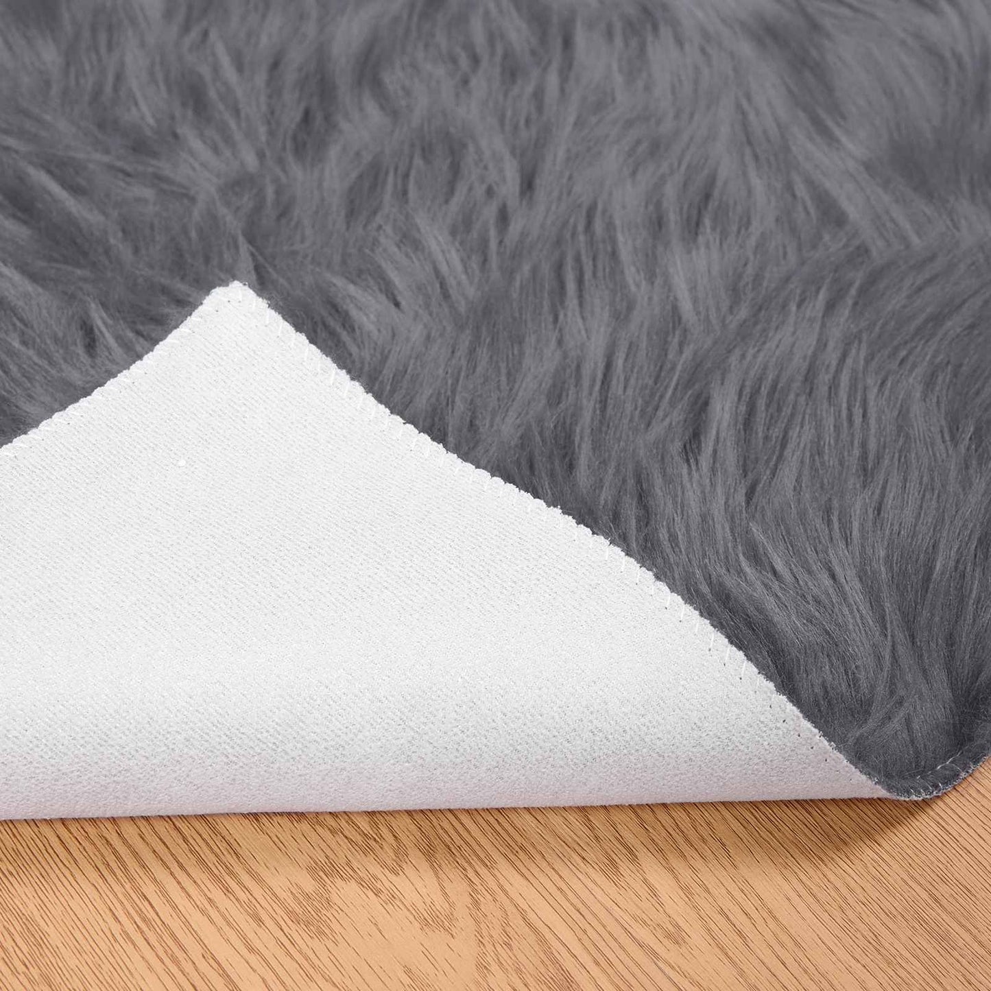 Faux Sheepskin Rug TAFALLA Anthracite 80 x 250 cm Polyester