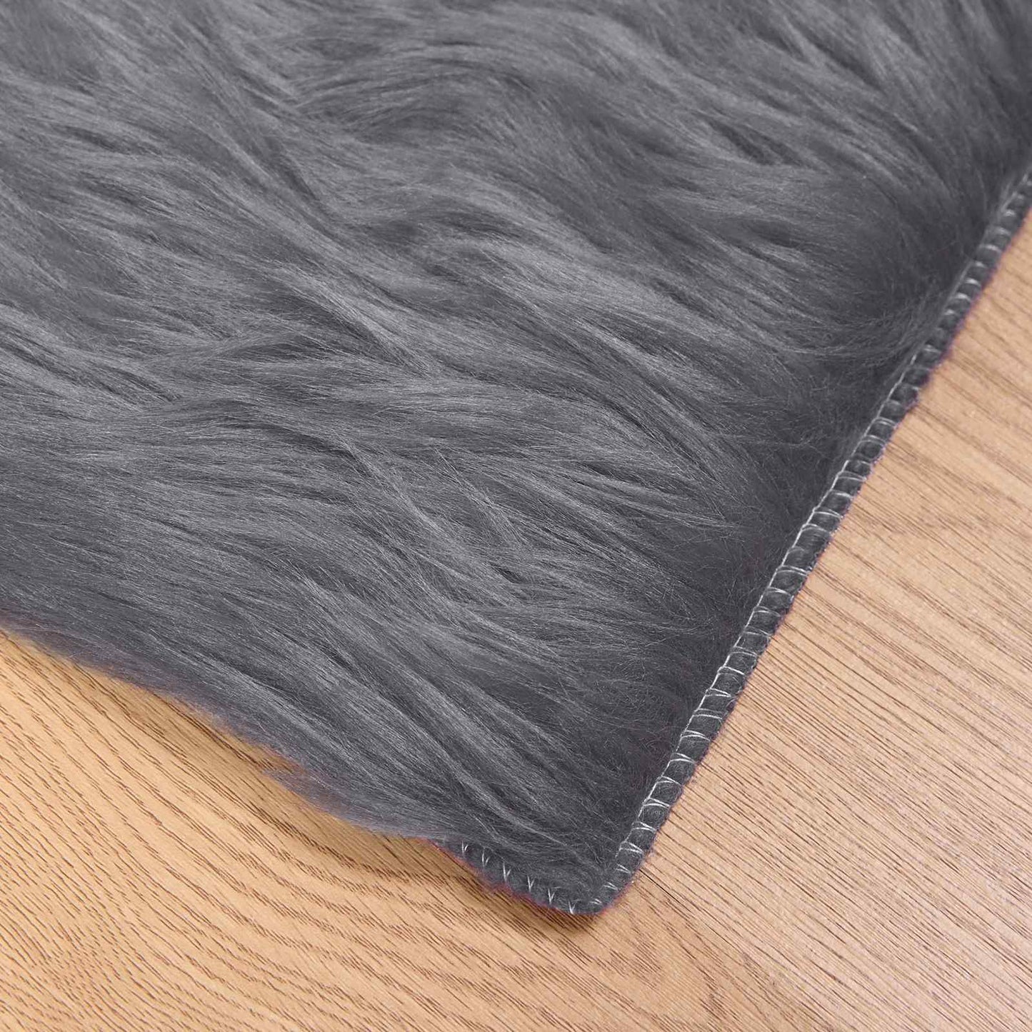 Faux Sheepskin Rug TAFALLA Anthracite 80 x 250 cm Polyester