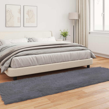 Faux Sheepskin Rug TAFALLA Anthracite 80 x 250 cm Polyester