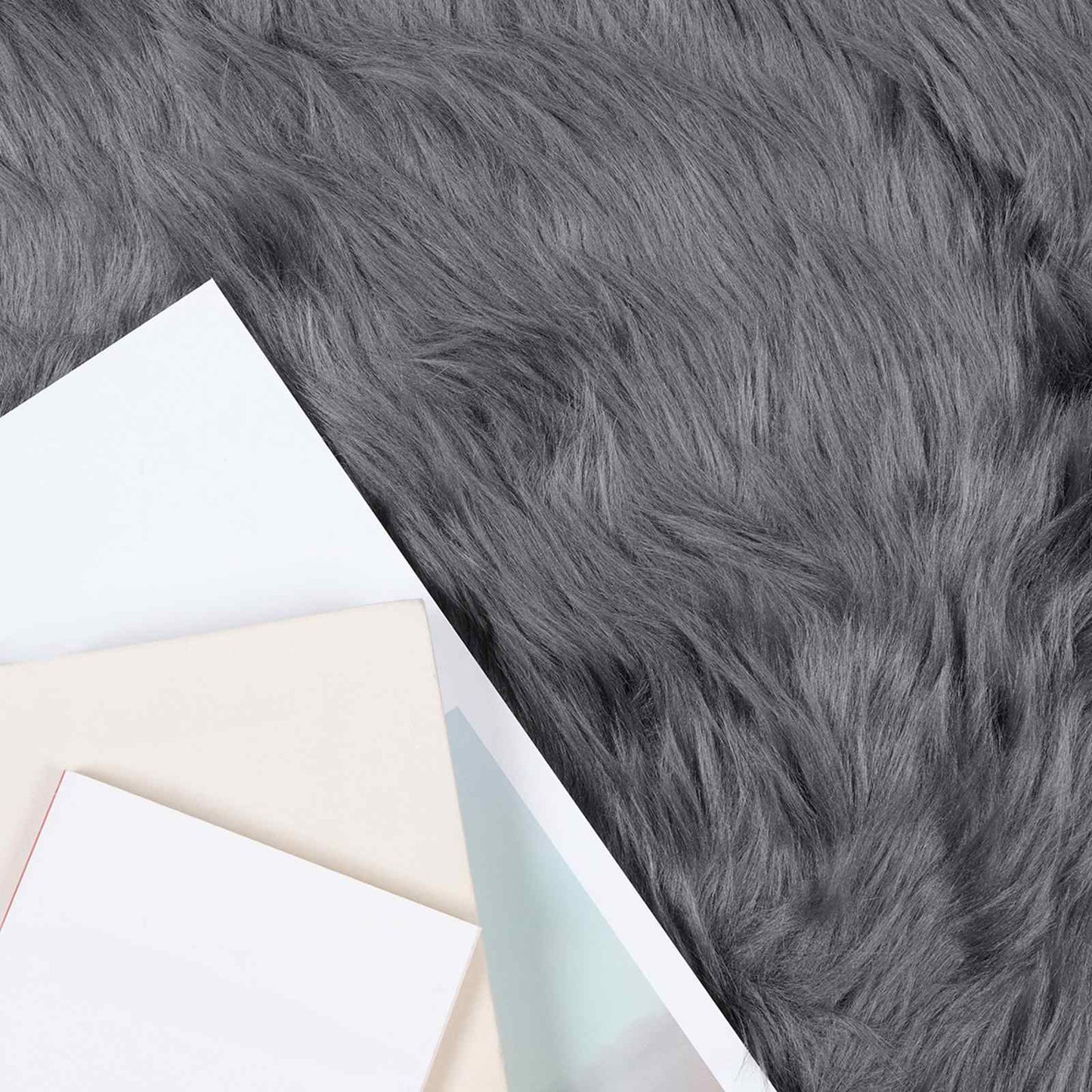Faux Sheepskin Rug TAFALLA Anthracite 80 x 250 cm Polyester