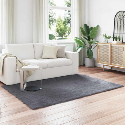Faux Sheepskin Rug TAFALLA Anthracite 140 x 200 cm Polyester