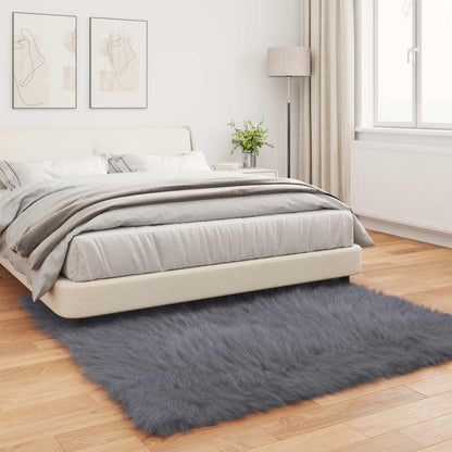 Faux Sheepskin Rug TAFALLA Anthracite 120 x 120 cm Polyester