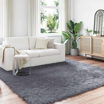 Faux Sheepskin Rug TAFALLA Anthracite 240 x 240 cm Polyester