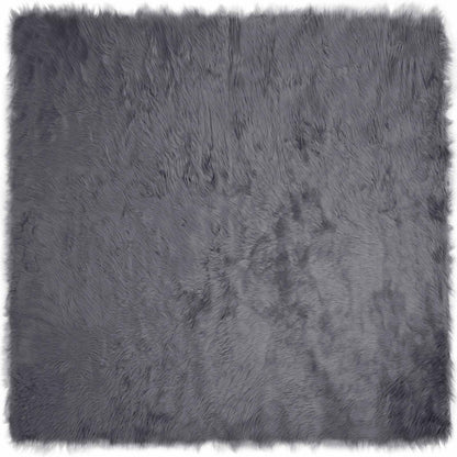 Faux Sheepskin Rug TAFALLA Anthracite 240 x 240 cm Polyester