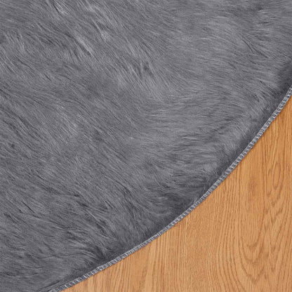 Faux Sheepskin Rug TAFALLA Anthracite Ø 80 cm Polyester