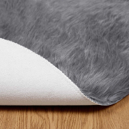 Faux Sheepskin Rug TAFALLA Anthracite Ø 120 cm Polyester