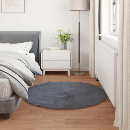 Faux Sheepskin Rug TAFALLA Anthracite Ø 120 cm Polyester