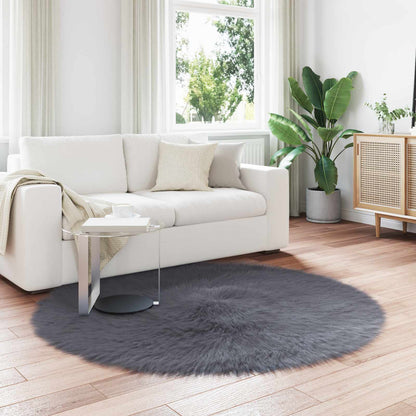 Faux Sheepskin Rug TAFALLA Anthracite Ø 160 cm Polyester
