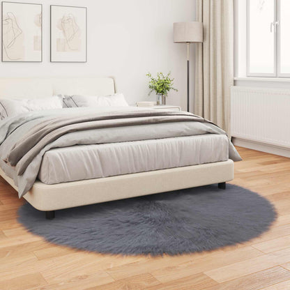 Faux Sheepskin Rug TAFALLA Anthracite Ø 200 cm Polyester