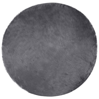 Faux Sheepskin Rug TAFALLA Anthracite Ø 200 cm Polyester