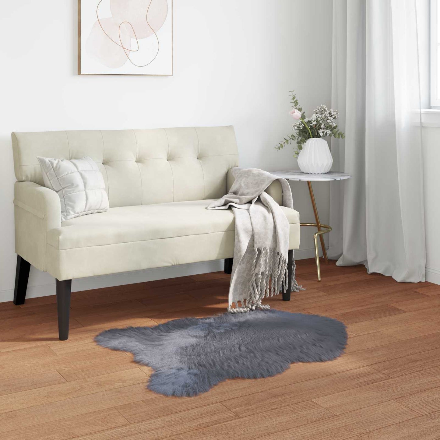 Faux Sheepskin Rug TAFALLA Anthracite 60 x 90 cm Polyester