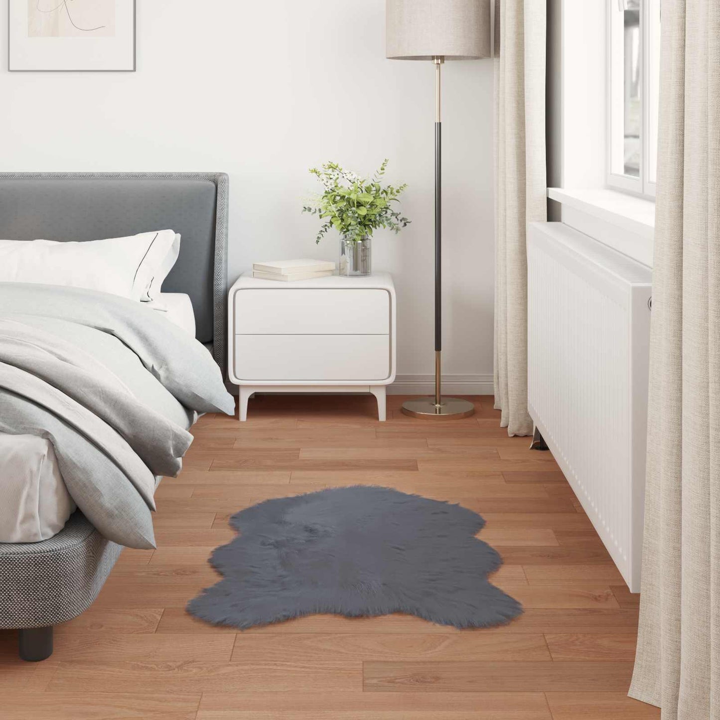 Faux Sheepskin Rug TAFALLA Anthracite 60 x 90 cm Polyester