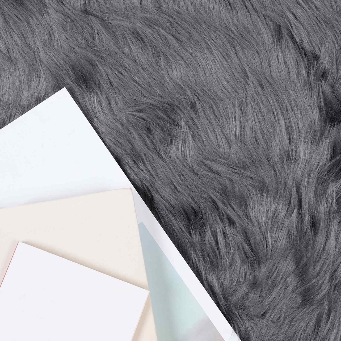Faux Sheepskin Rug TAFALLA Anthracite 60 x 90 cm Polyester