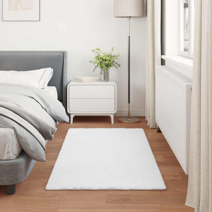 Anti-Slip Faux Rabbit Fur Rug OLITE White 60 x 110 cm Polyester