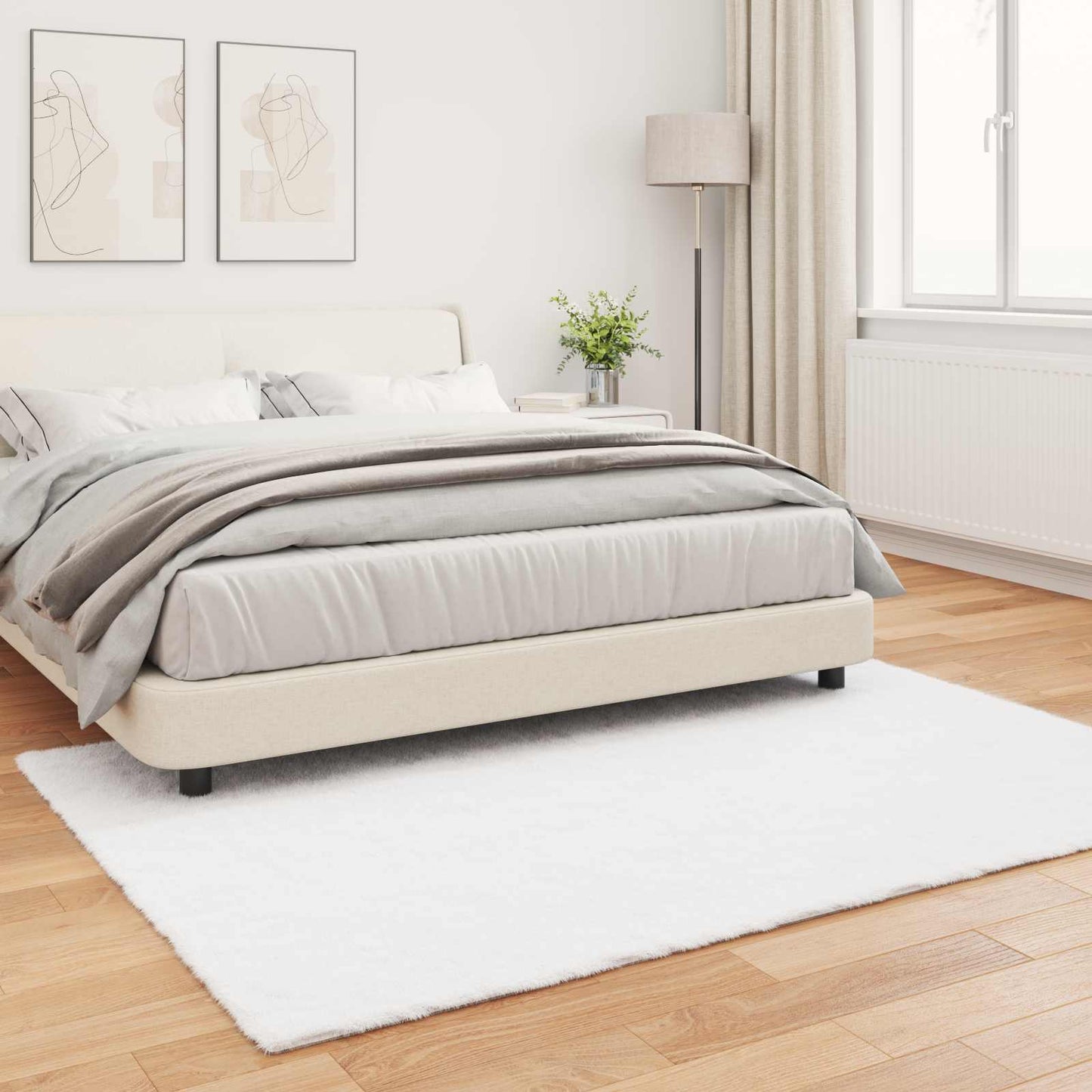 Anti-Slip Faux Rabbit Fur Rug OLITE White 160 x 230 cm