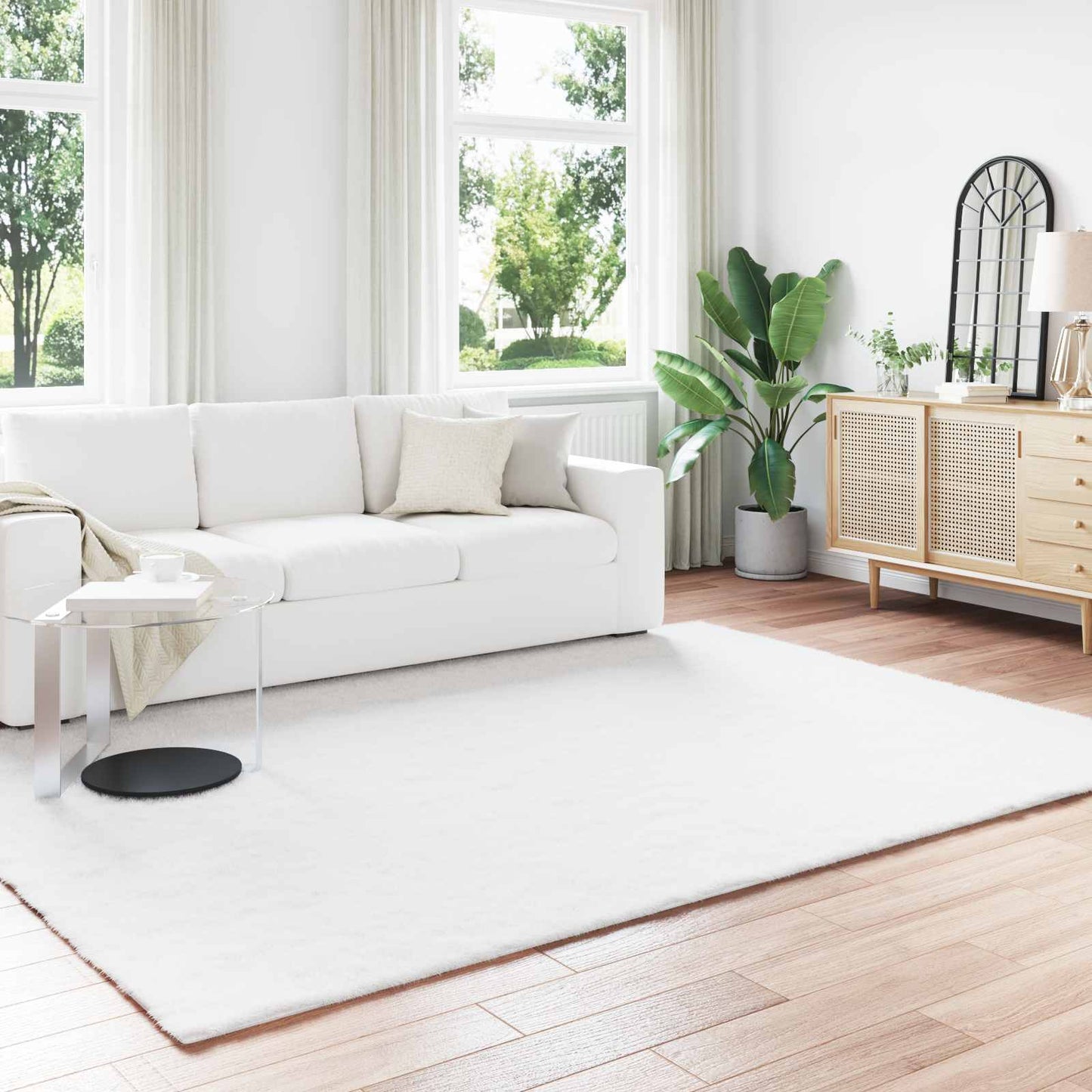 Anti-Slip Faux Rabbit Fur Rug OLITE White 200 x 280 cm