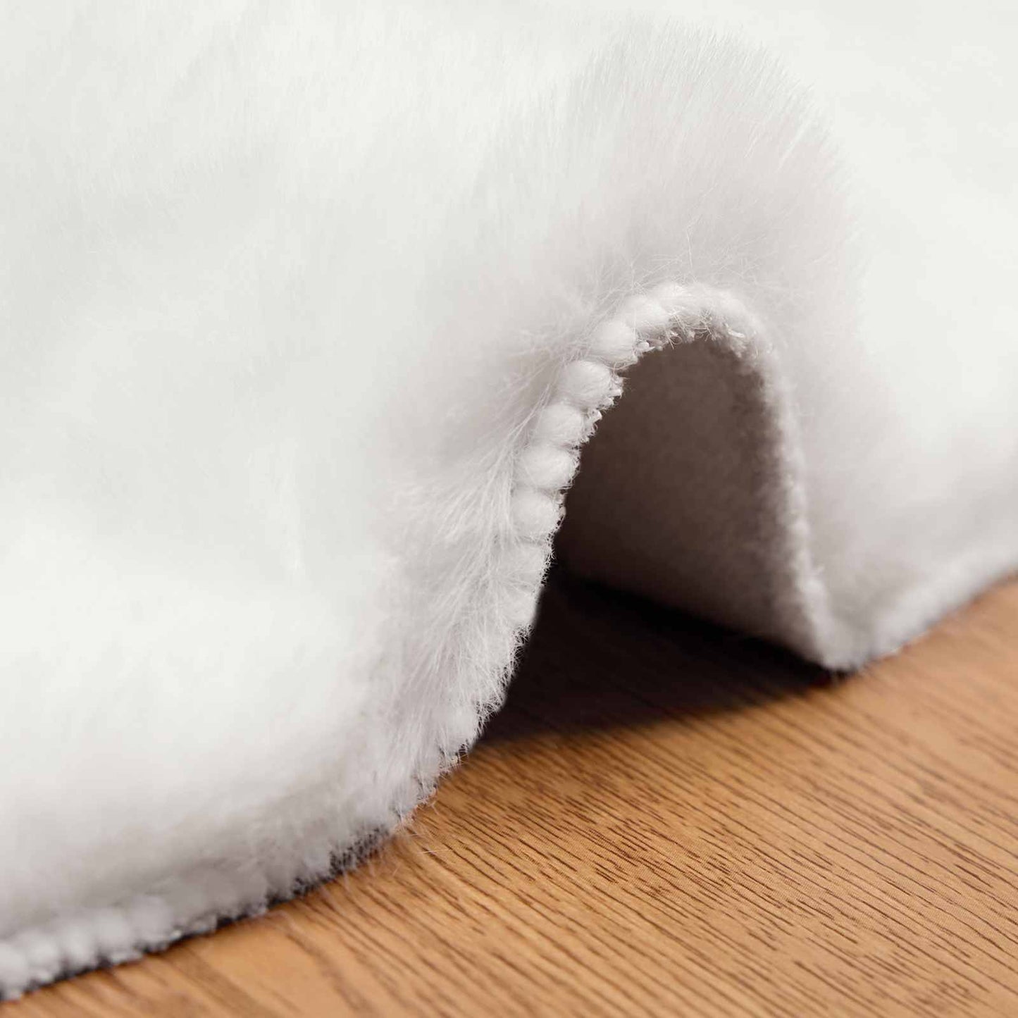 Anti-Slip Faux Rabbit Fur Rug OLITE White Ø 100 cm Polyester