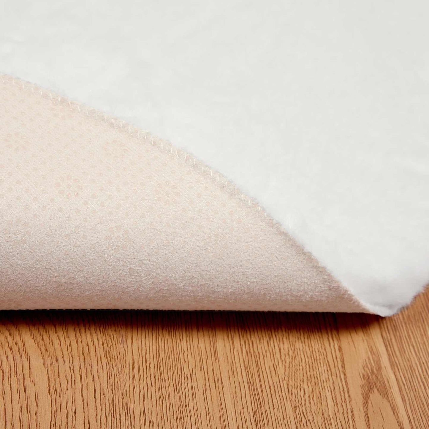 Anti-Slip Faux Rabbit Fur Rug OLITE White Ø 100 cm Polyester