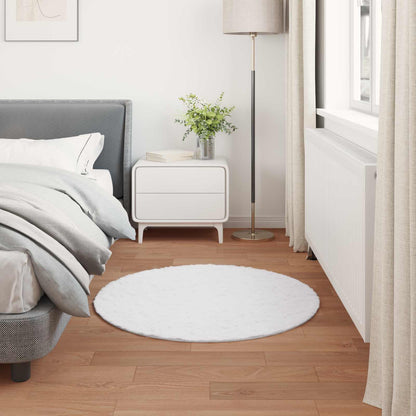 Anti-Slip Faux Rabbit Fur Rug OLITE White Ø 100 cm Polyester