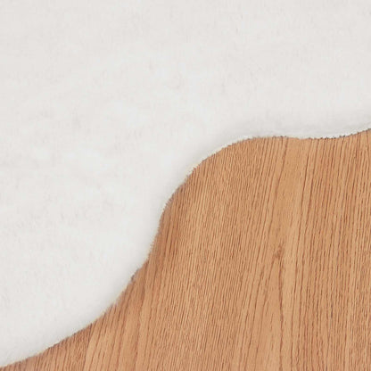 Anti-Slip Faux Rabbit Fur Rug OLITE White 60 x 90 cm Polyester