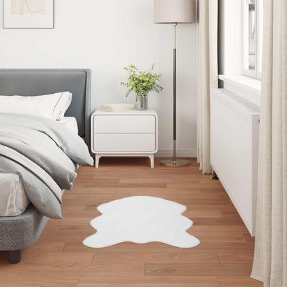 Anti-Slip Faux Rabbit Fur Rug OLITE White 60 x 90 cm Polyester