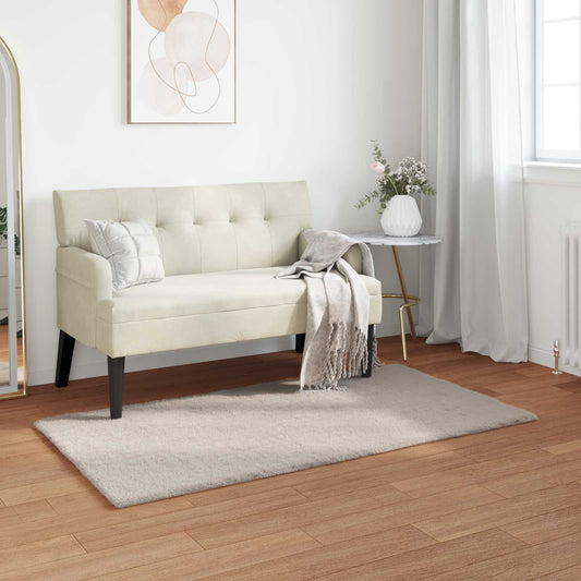 Anti-Slip Faux Rabbit Fur Rug OLITE Beige 60 x 110 cm Polyester