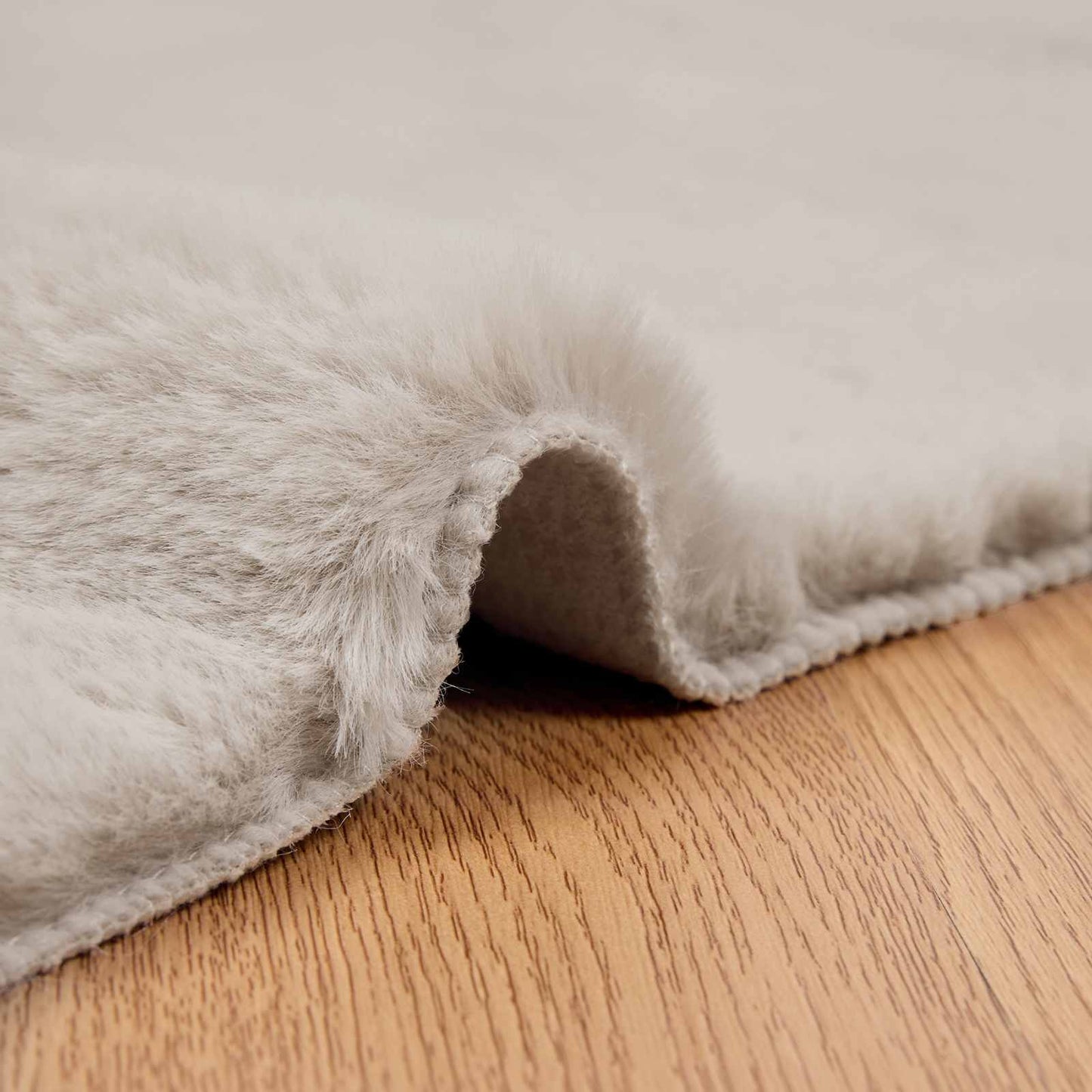 Anti-Slip Faux Rabbit Fur Rug OLITE Beige 80 x 200 cm Polyester