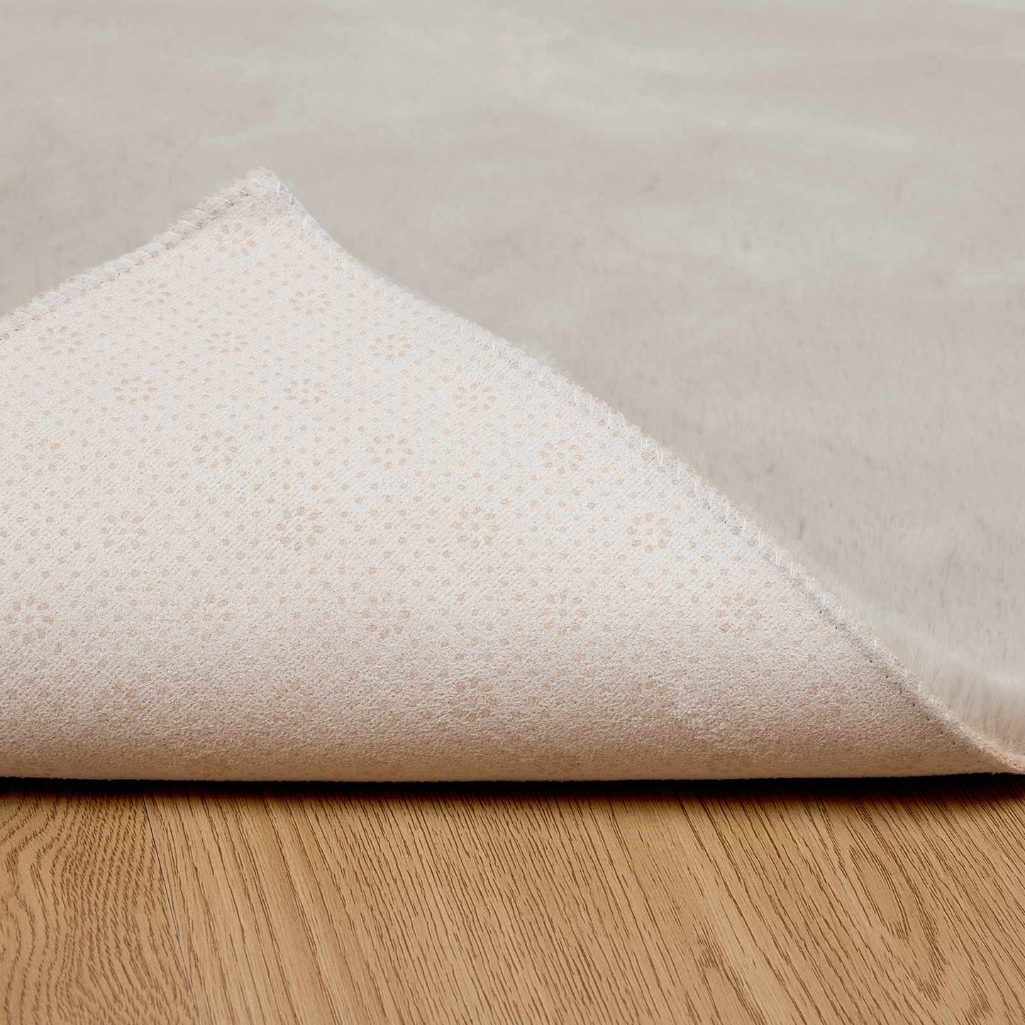 Anti-Slip Faux Rabbit Fur Rug OLITE Beige 80 x 200 cm Polyester