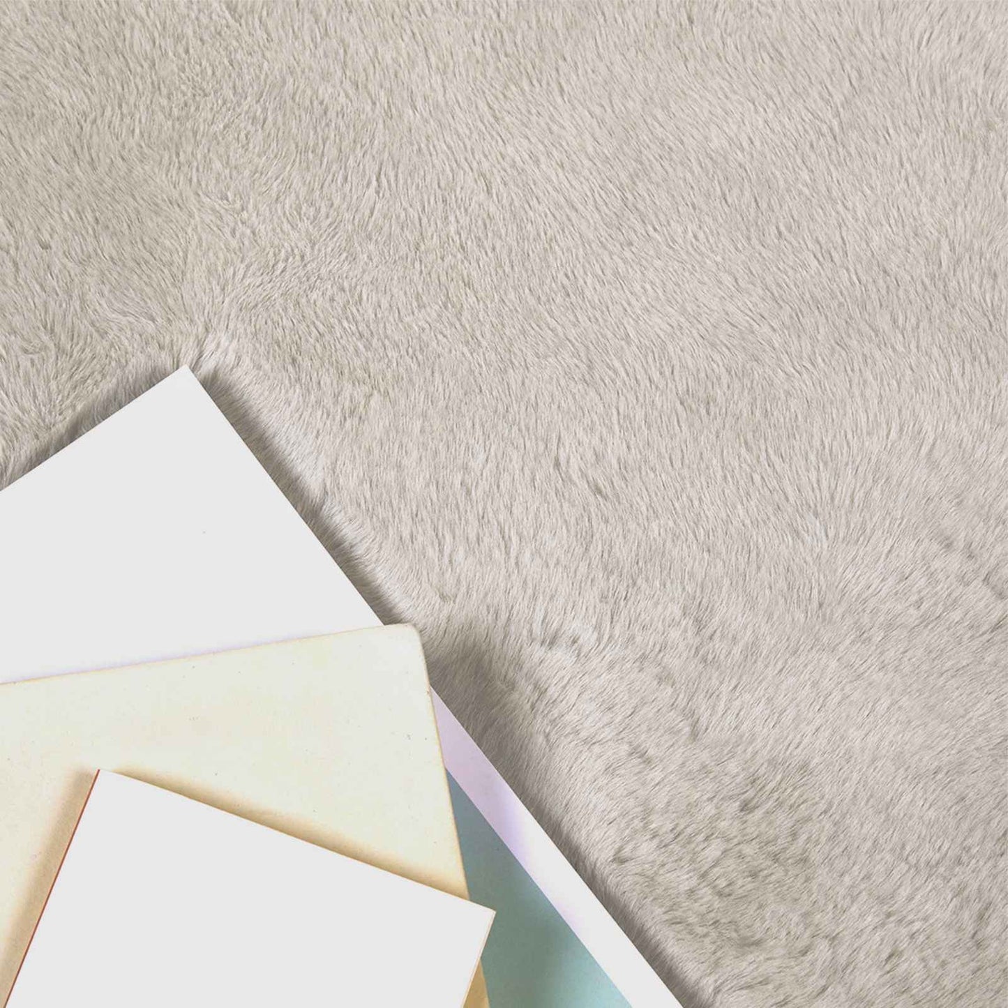 Anti-Slip Faux Rabbit Fur Rug OLITE Beige 80 x 200 cm Polyester