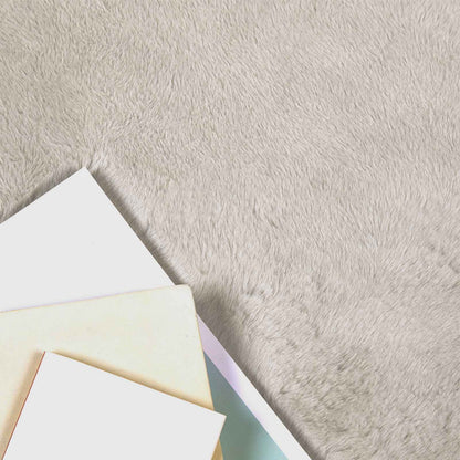 Anti-Slip Faux Rabbit Fur Rug OLITE Beige 80 x 200 cm Polyester