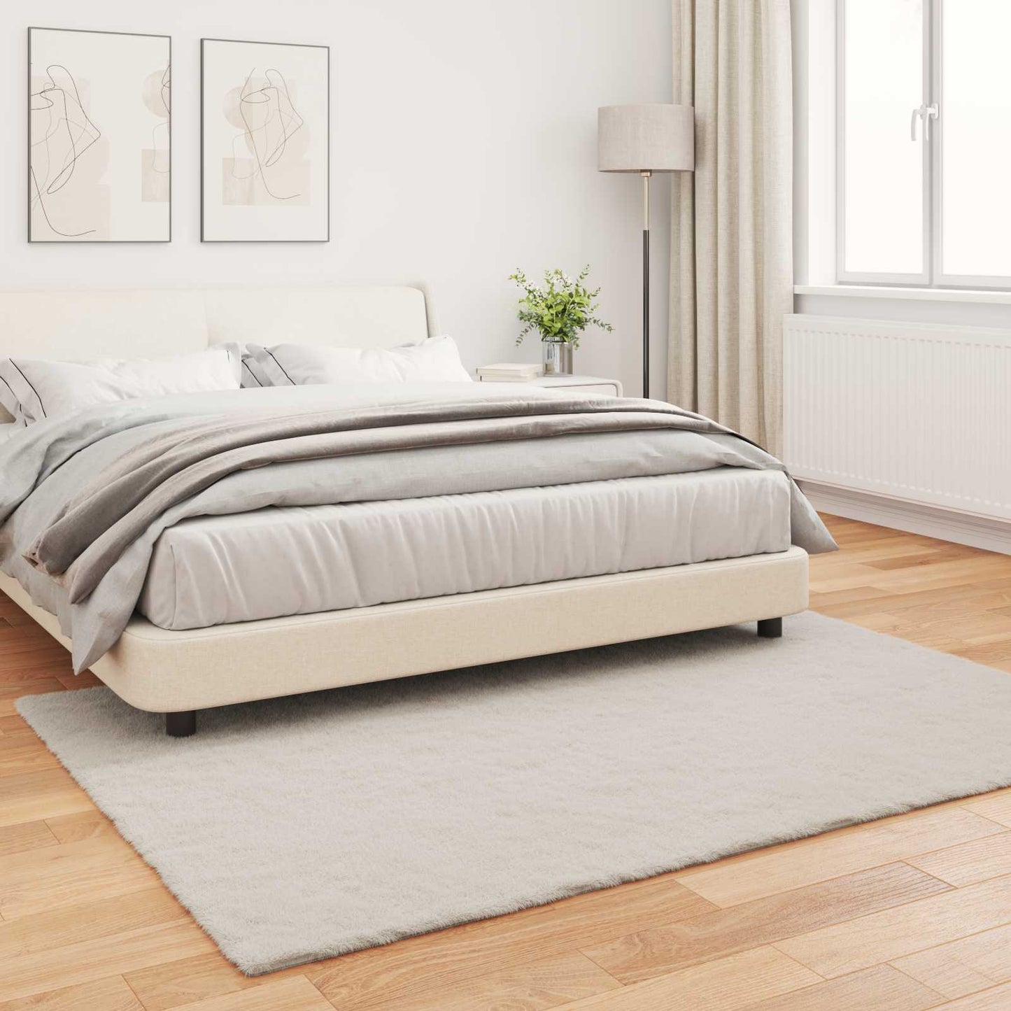 Anti-Slip Faux Rabbit Fur Rug OLITE Beige 160 x 230 cm