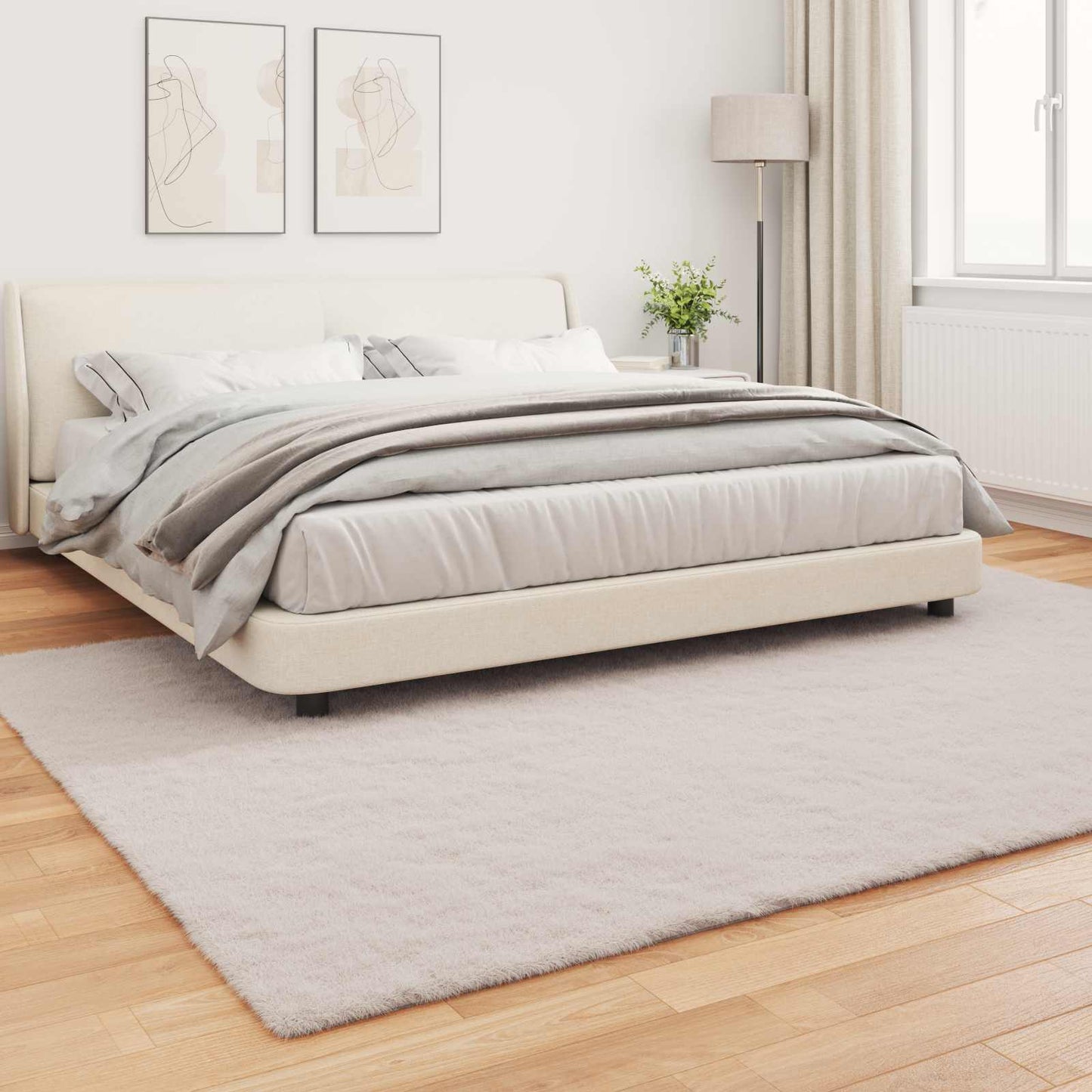 Anti-Slip Faux Rabbit Fur Rug OLITE Beige 200 x 280 cm
