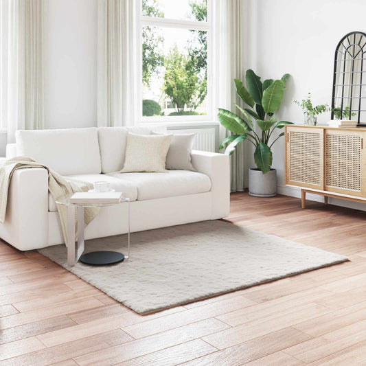 Anti-Slip Faux Rabbit Fur Rug OLITE Beige 120 x 120 cm